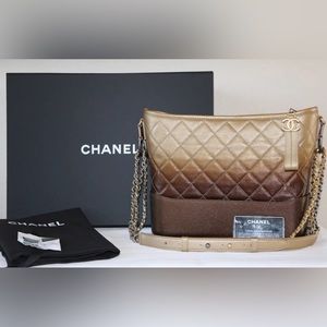 NWT CHANEL 2018 Gabrielle Medium metallic Hobo Bag  GOLD OMBRÉ BROWN NEW SOLDOUT